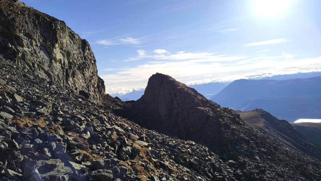 Heading through the notch on the ridge